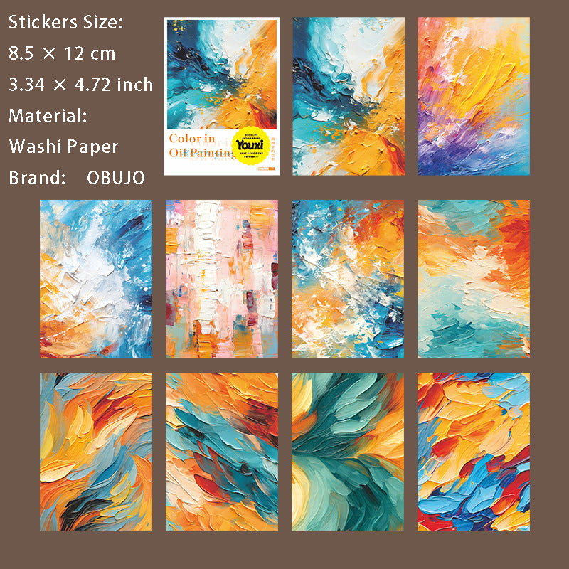 10 Pcs Oil Paint Art Washi Stickers YHLSC