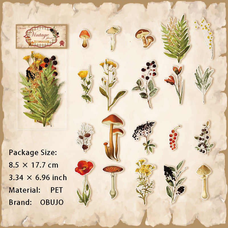 30 Pcs Botanical Plant PET Stickers LWJC