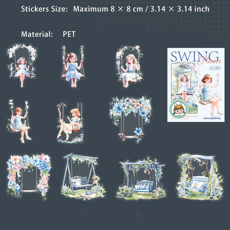 10 Pcs Swing Themed Journal Stickers HYQY