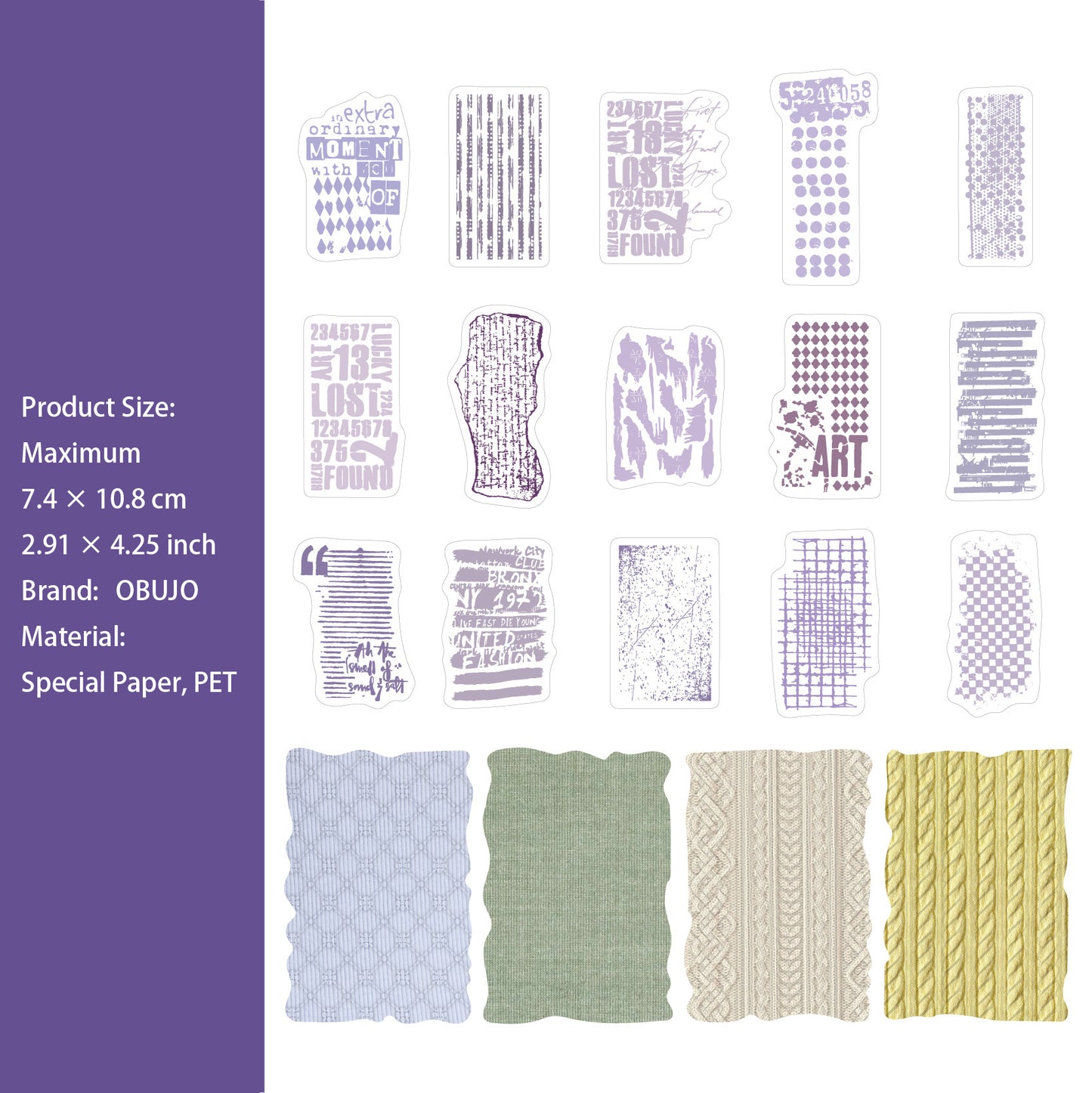 15 Pcs Embossed Paper and Collage Stickers DGXL