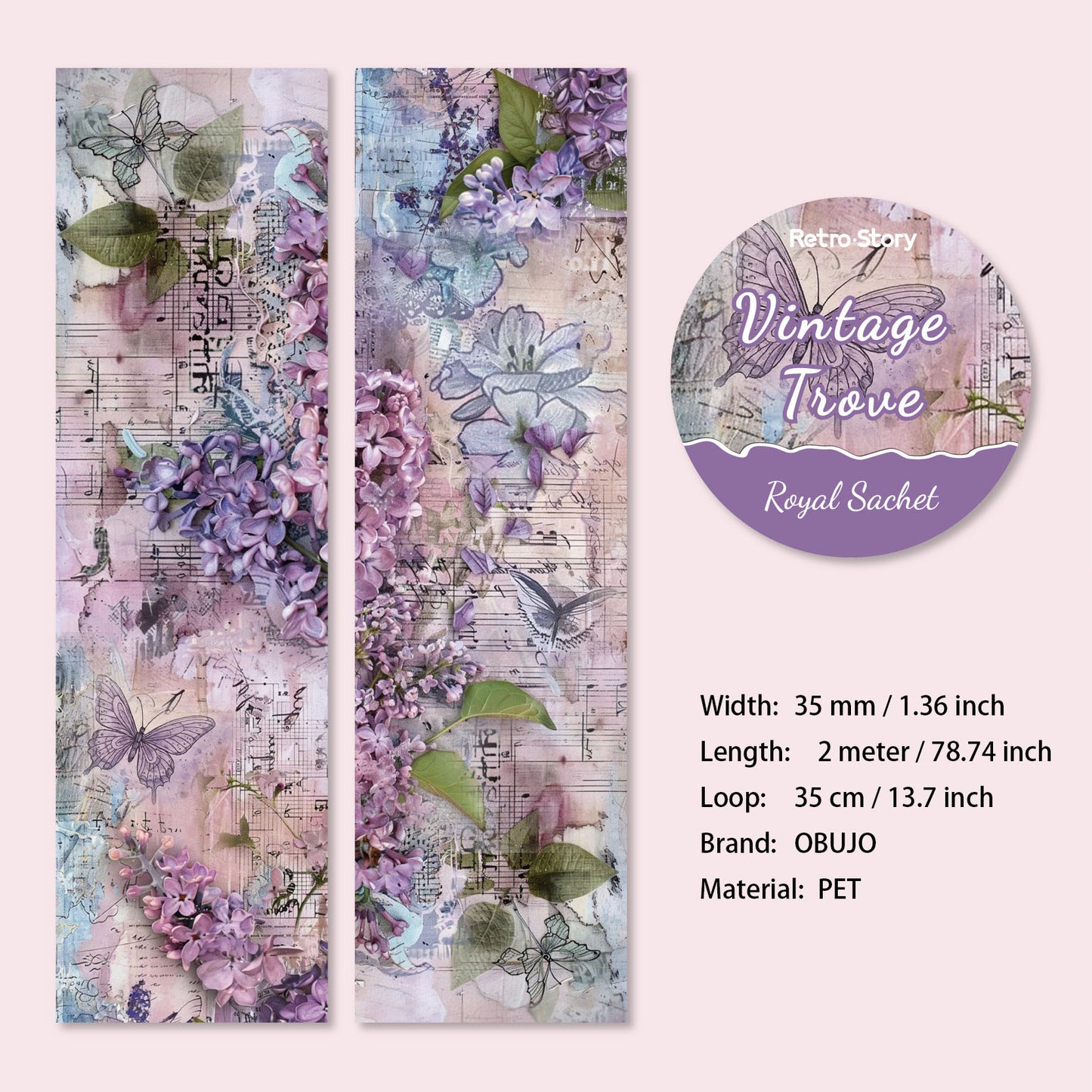 1 Roll Vintage Floral Washi Tape FGMC