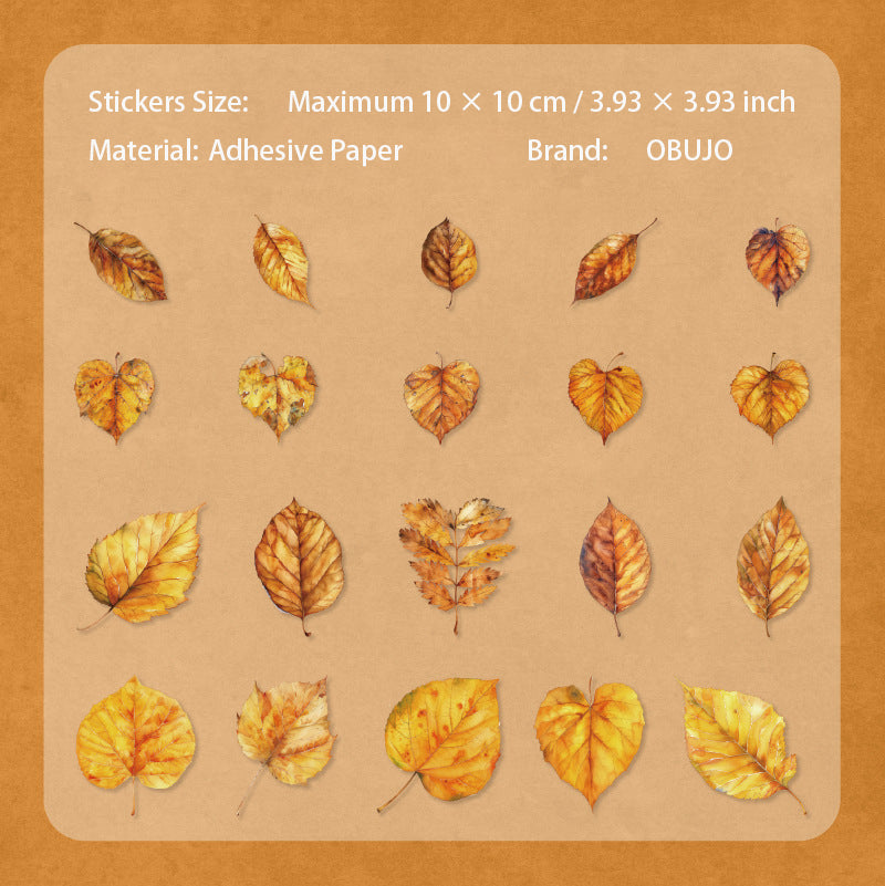 20 Pcs Seasonal Leaf PET Stickers LYPZ
