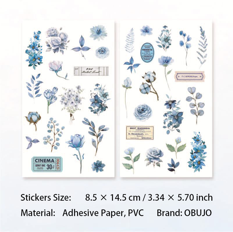 4 Sheets Flower Stickers and Transfer Stickers HJQX