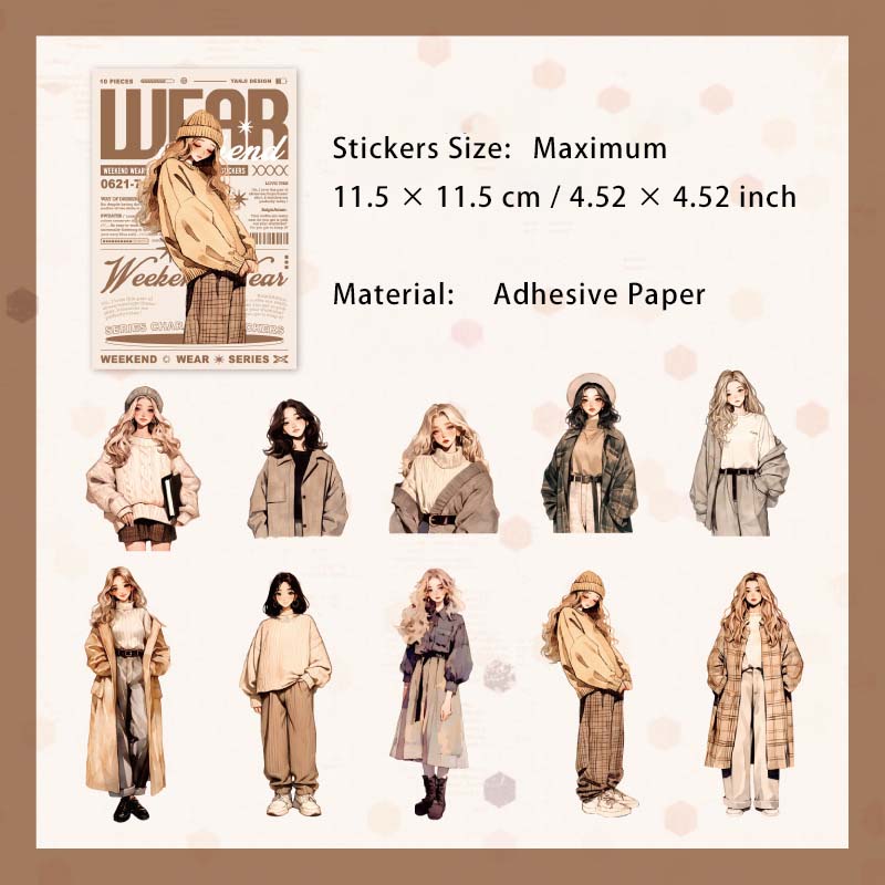 10 Pcs Dating Girl PET Stickers ZMCD