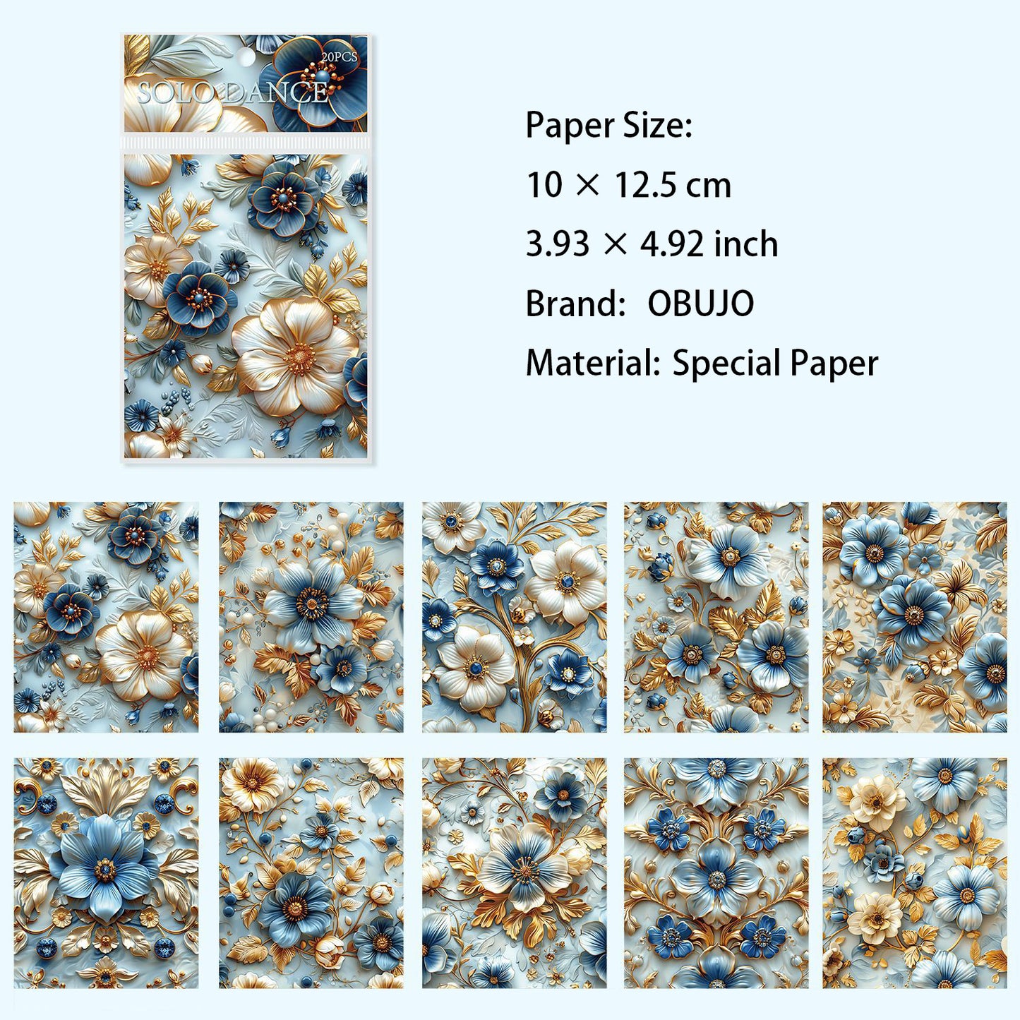 20 Sheets Fantasy Vintage Flower Journal Paper KKFQ