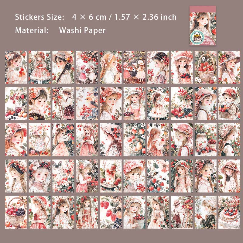 50 Sheets Classic Girl Washi Stickers Book LMSNZ