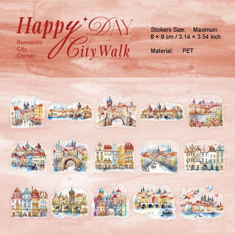 30 Pcs City House PET Stickers CSMB