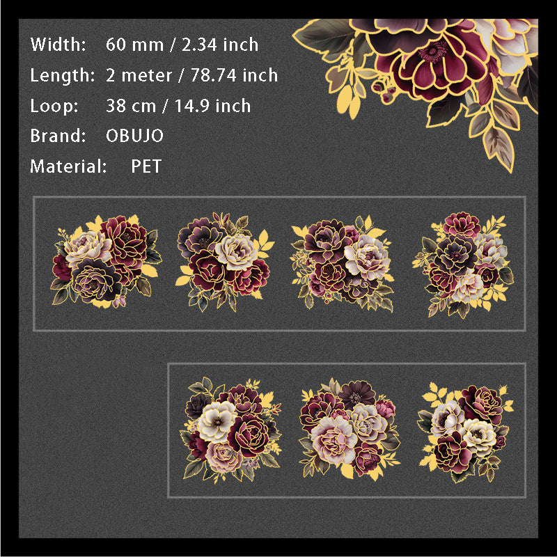 1 Roll Gold Foil Gothic Rose Stickers Tape LJHQJ