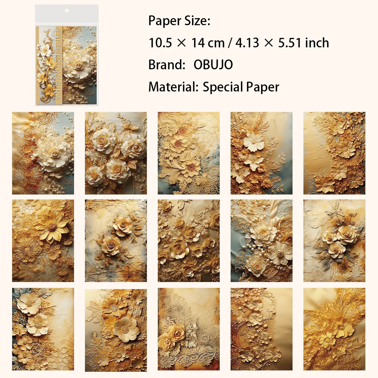 30 Sheets Rococo Themed Journal Paper FESGZ