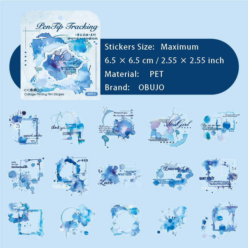 30 Pcs Paint Splash PET Stickers BJXJ