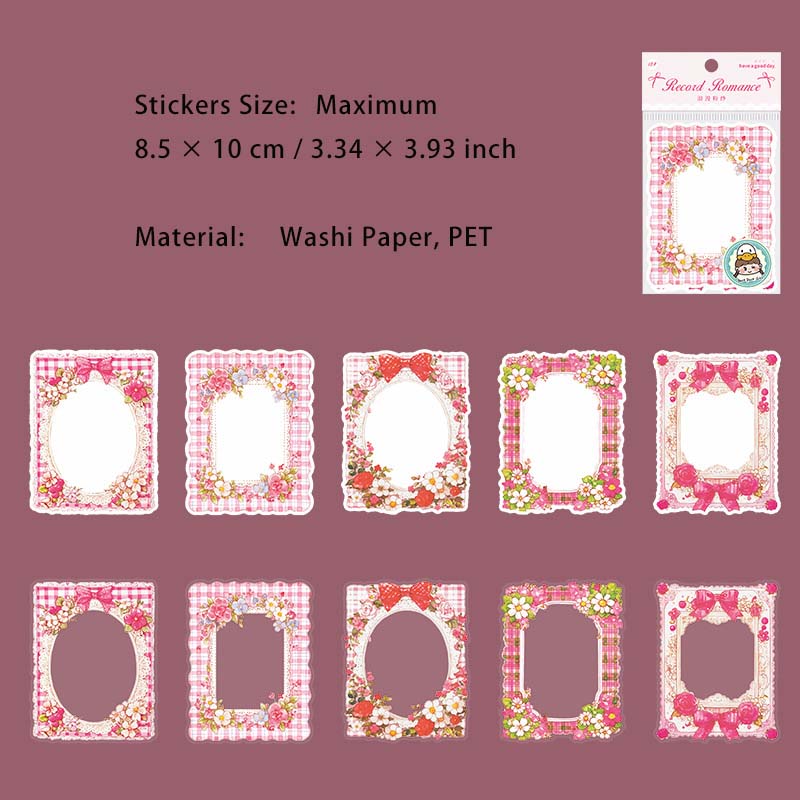 10 Pcs Lace Floral Frame Stickers JLLM