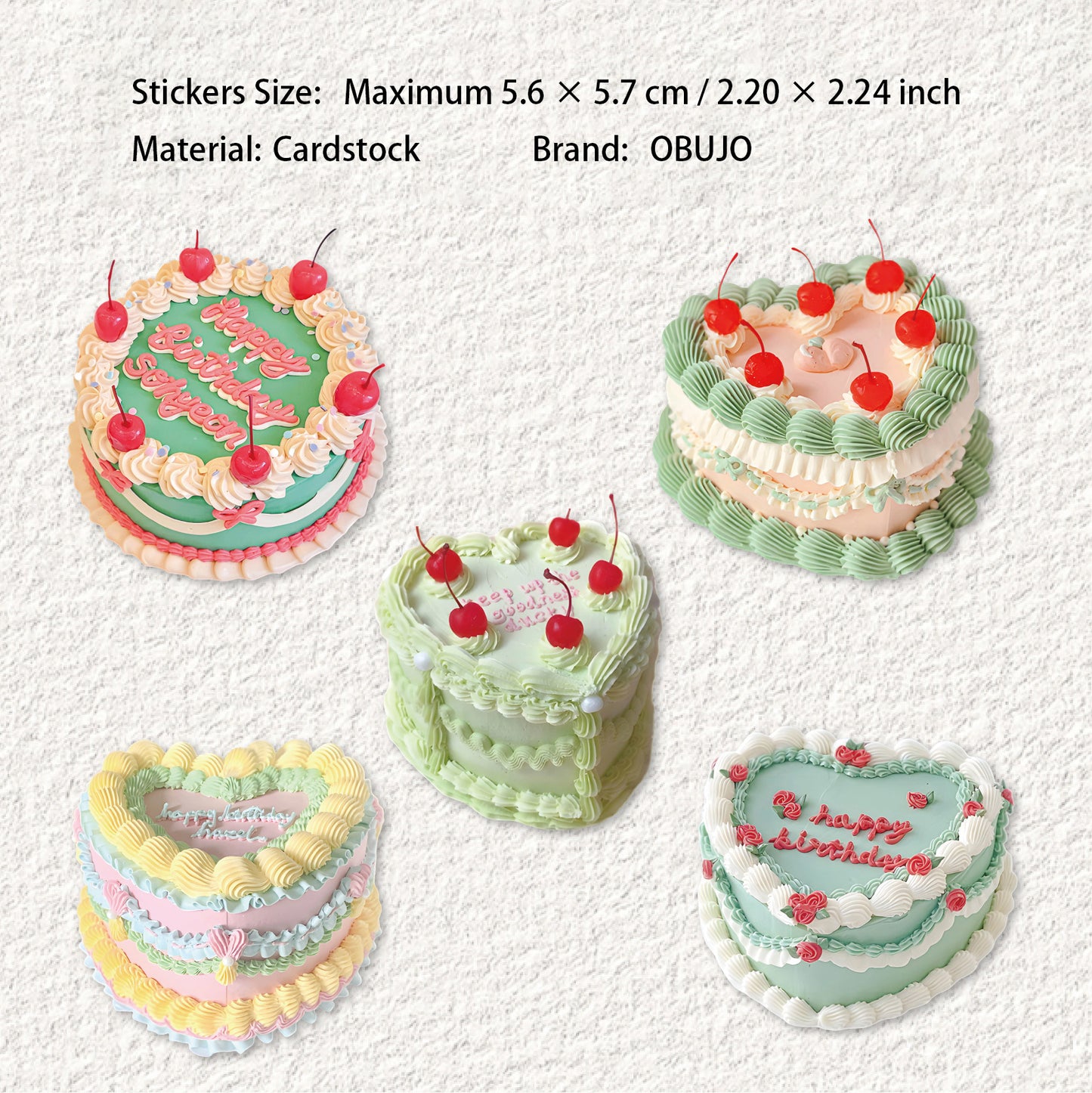 10 Pcs Cake Themed Cardstock Stickers DGXL