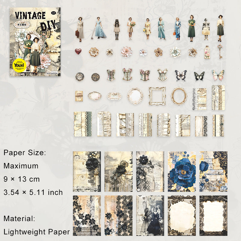 55 Pcs Vintage Cardstock and Paper Kit FGSZ