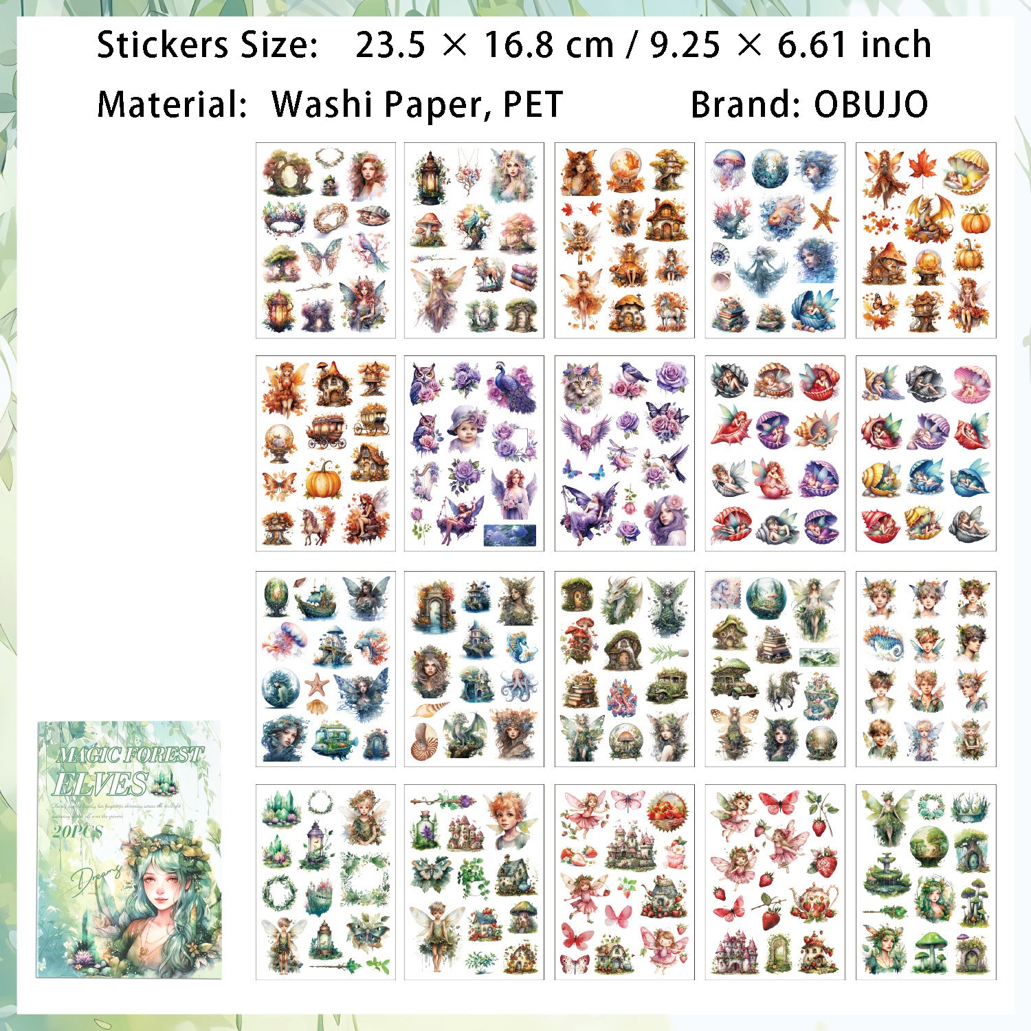 20 Sheets Vintage Journal Stickers Book HYSG