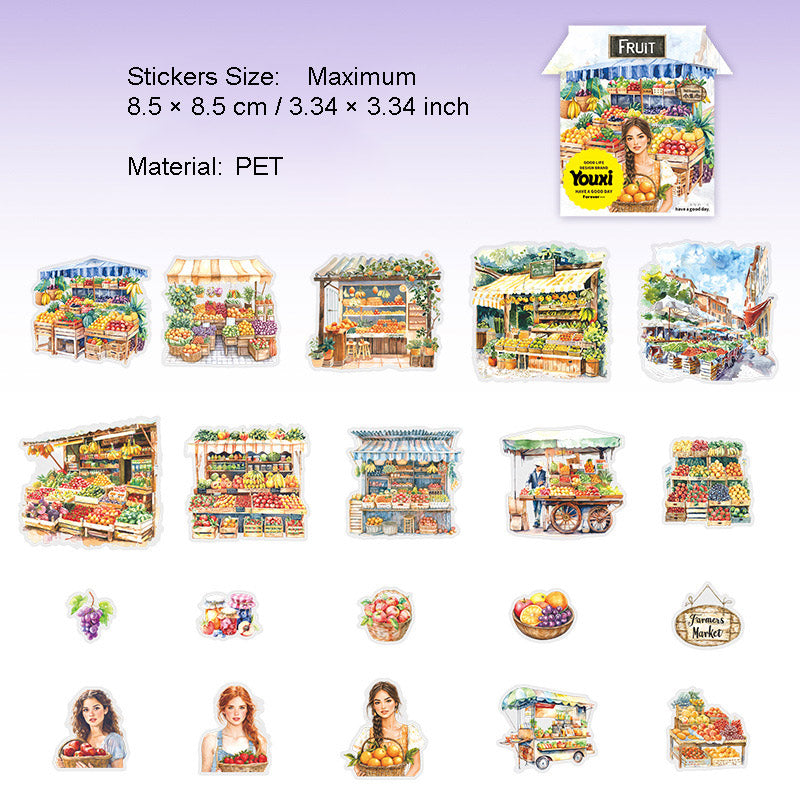 20 Pcs Stall Theme PET Stickers XJSXL