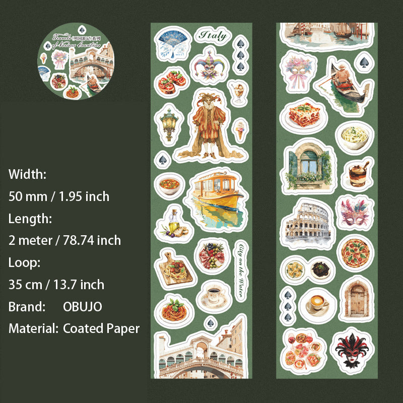 1 Roll Travel Themed Stickers Tape LGYJ