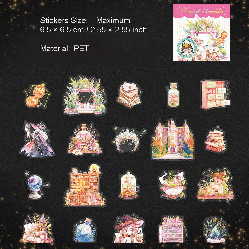 20 Pcs Gliiter Magic Theme PET Stickers MFYWL