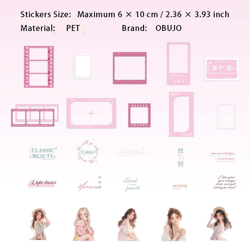 25 Pcs Girl Memory PET Stickers JPHY