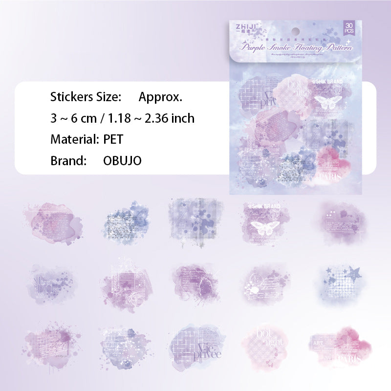 30 Pcs Watercolor Words PET Stickers MRXC