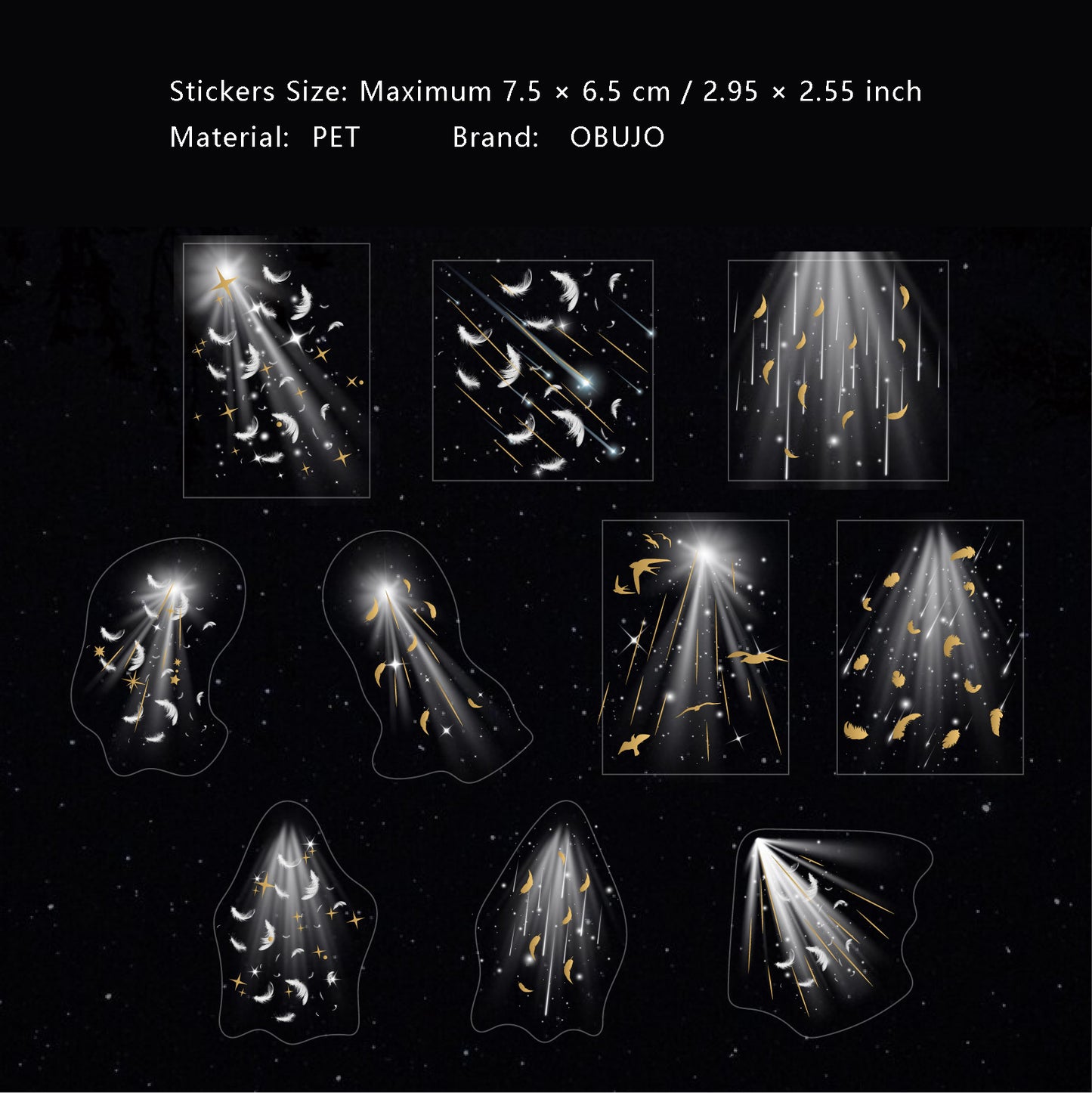 20 Pcs Fantasy Light PET Stickers HGFJ