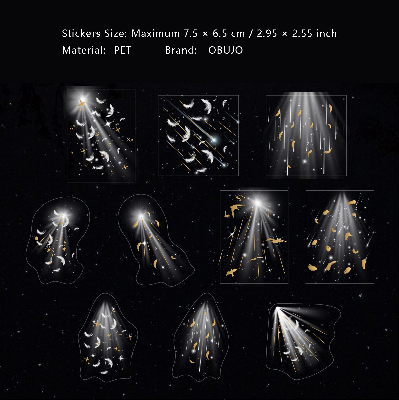 20 Pcs Fantasy Light PET Stickers HGFJ