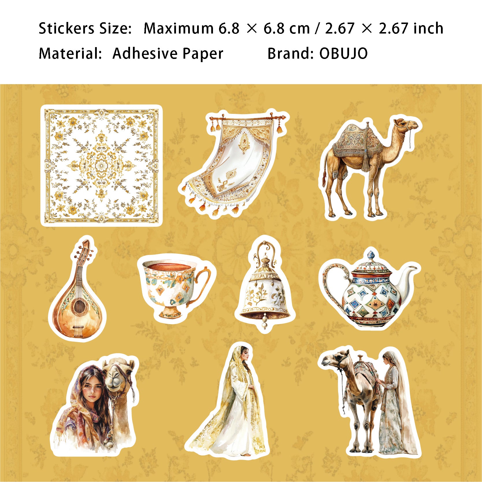 20 Pcs Arabian Style PET Stickers YYBD