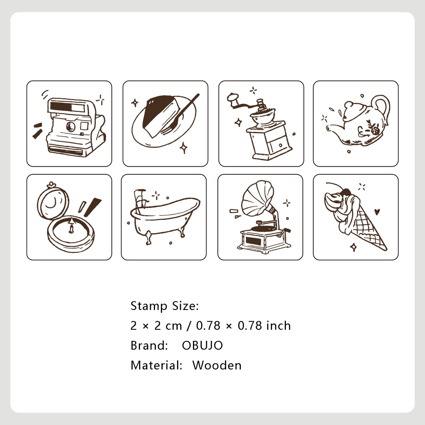 8 Rolls Gadgets Wooden Stamp Kit MWXY