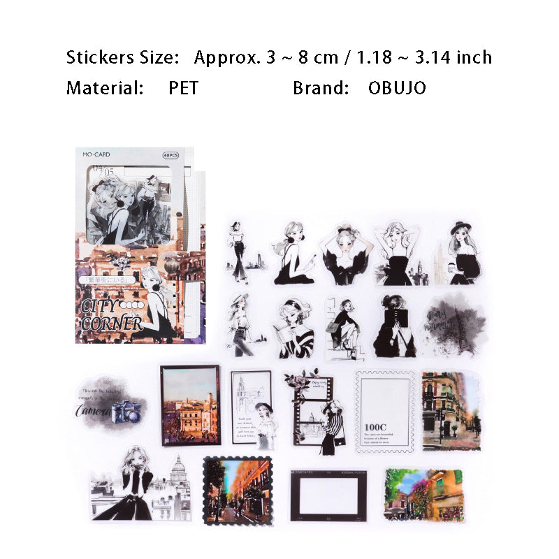 40 Pcs Romance Girl PET Stickers XHLM