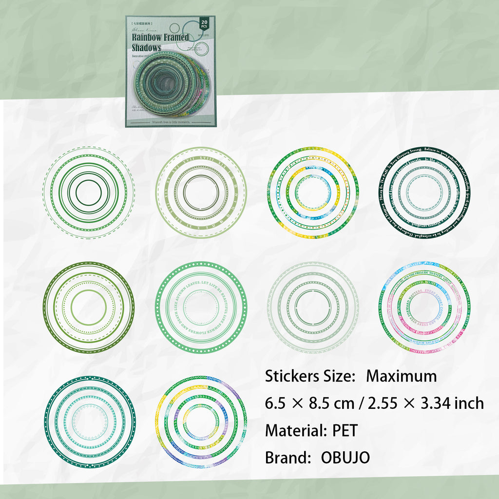 20 Pcs Geometry Frame PET Stickers QCKY