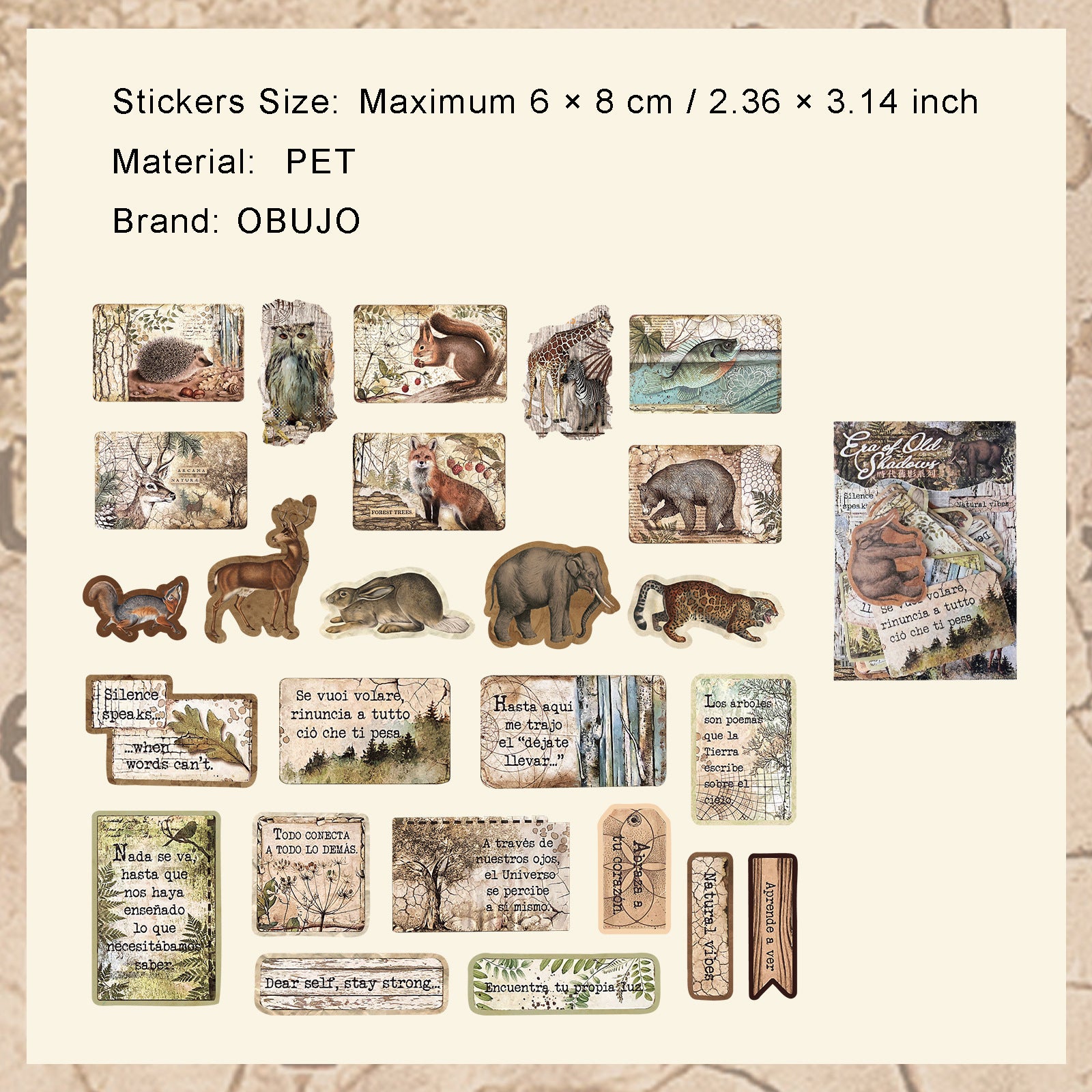 50 Pcs Vintage Washi Stickers SDJY