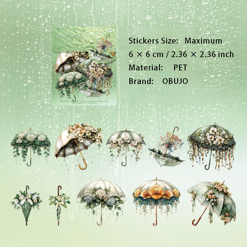 20 Pcs Umbrella Theme PET Stickers HSXZQ
