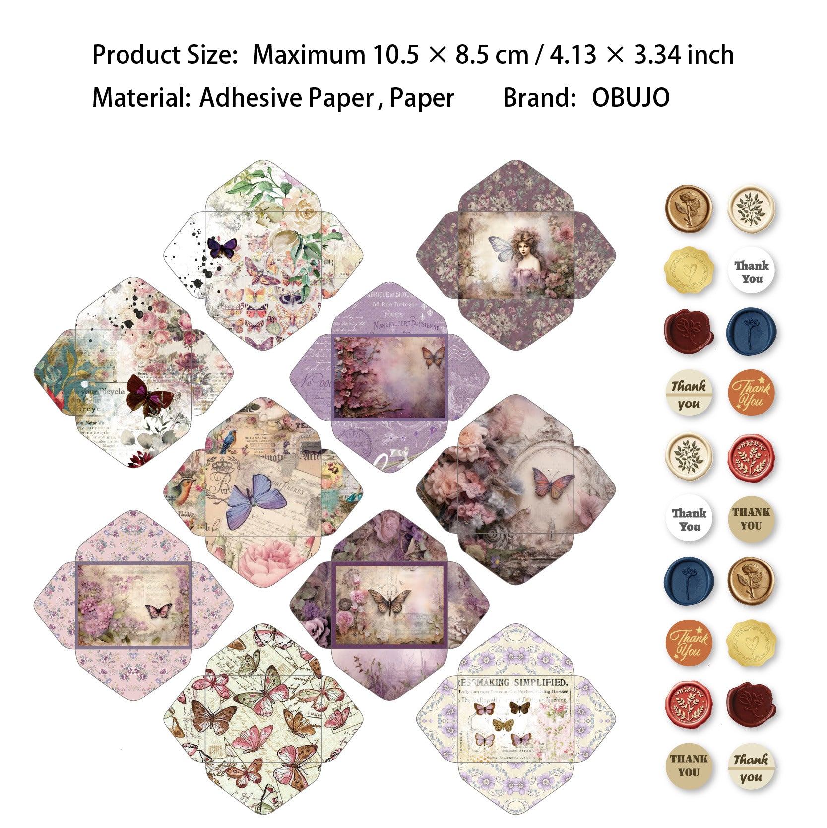 40 Pcs Floral Envelope and Wax Seal Stickers XFZY