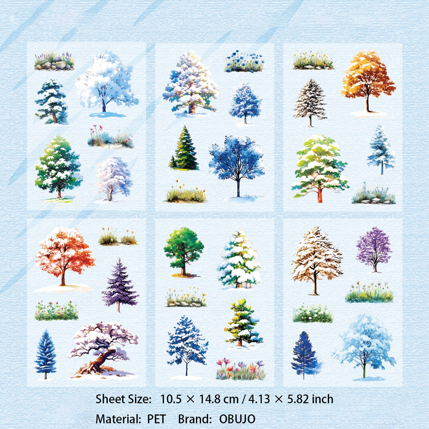 4 Sheets Seasonal Tree Stickers SJSJ