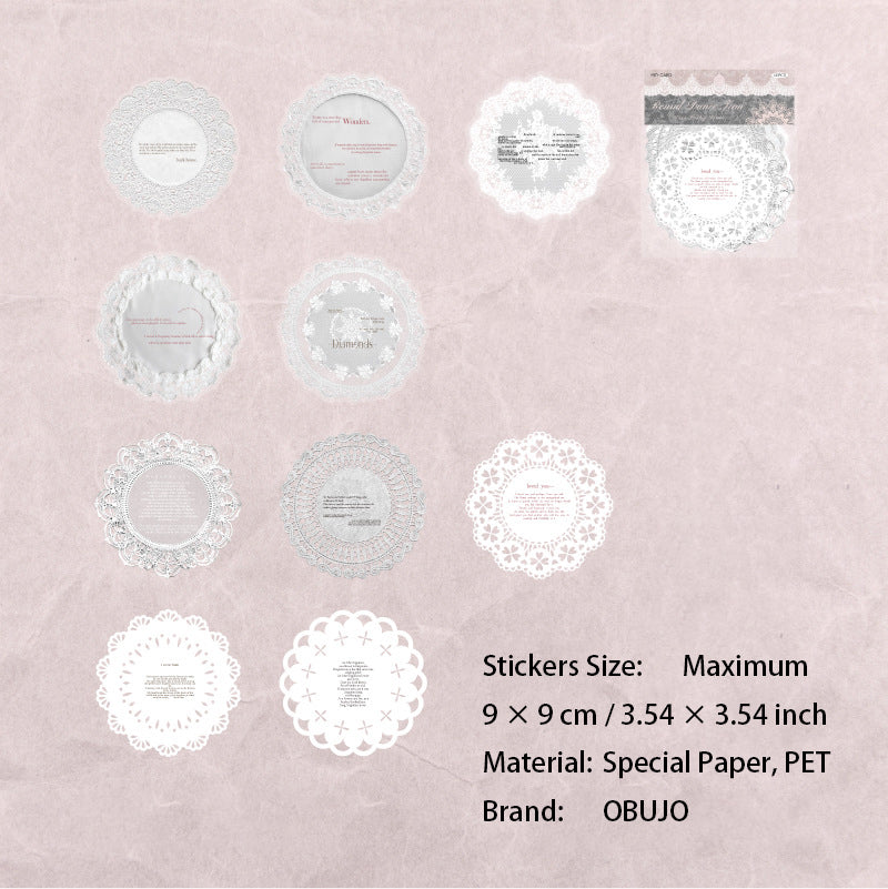 10 Pcs Lace Edged Journal Stickers LSHX