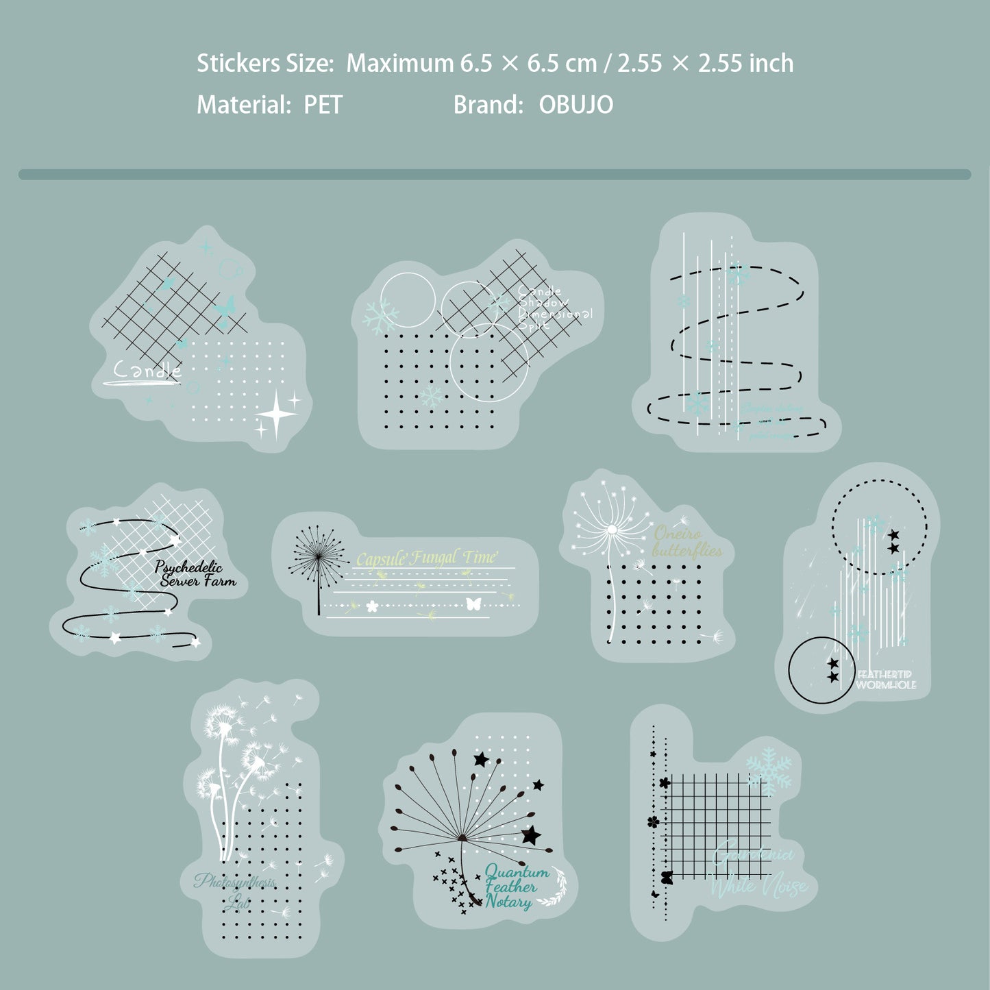 20 Pcs Creative Collage PET Stickers BYXZ