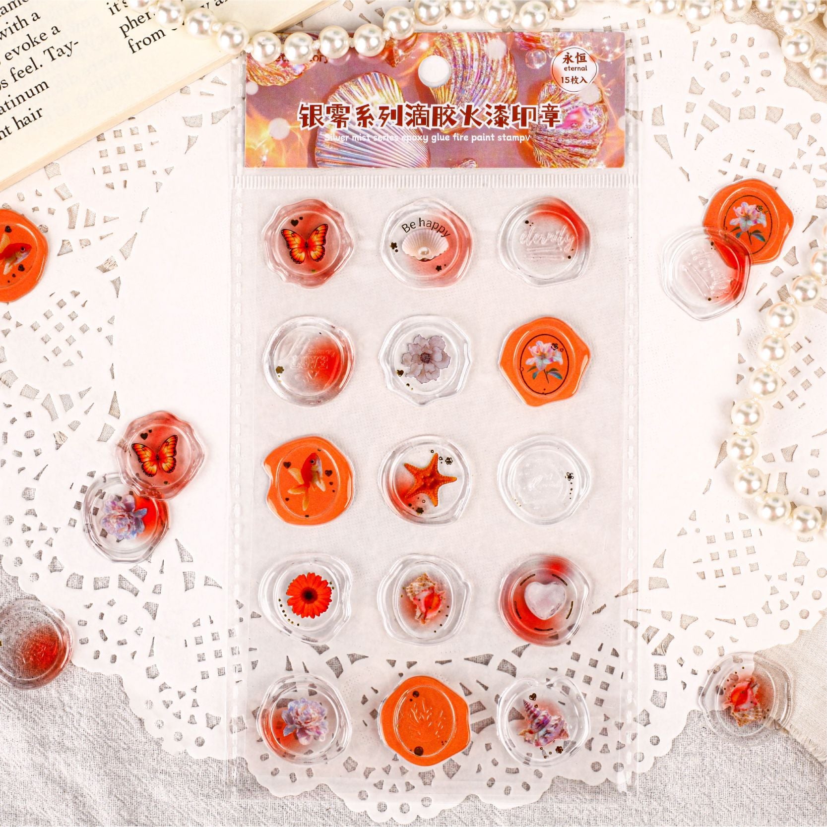 15 Pcs Epoxy Glue Wax Seal Stickers YWXL