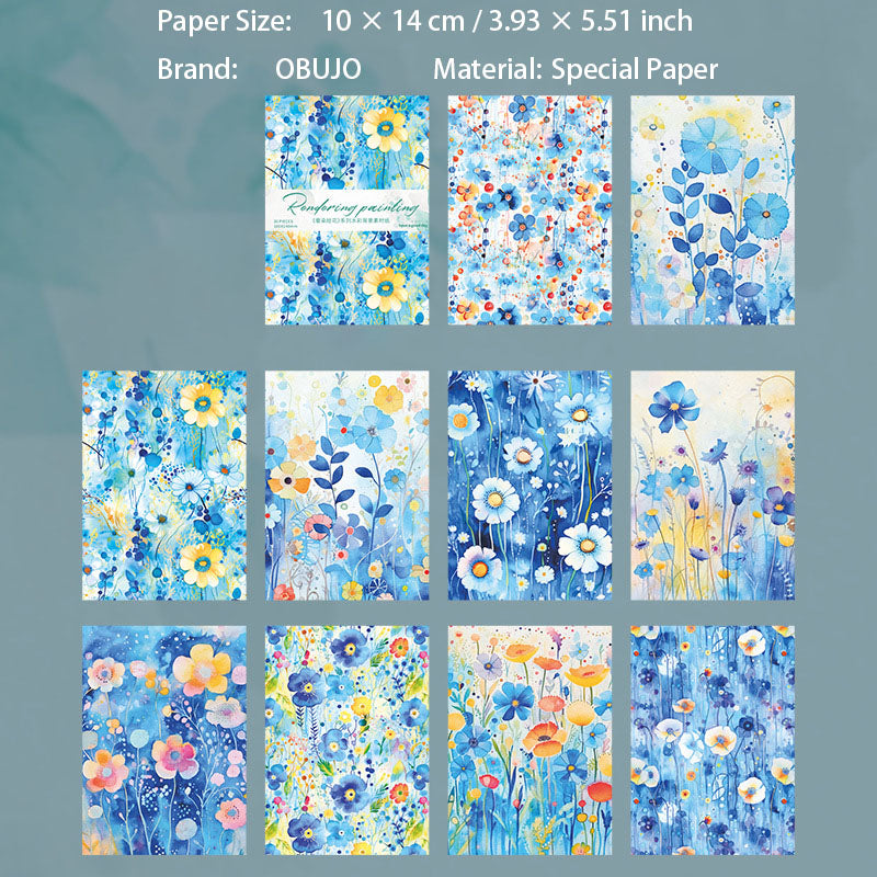 30 Pcs Watercolor Floral Journal Paper YRHH