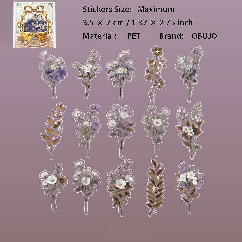 30 Pcs Flower PET Stickers HJSG
