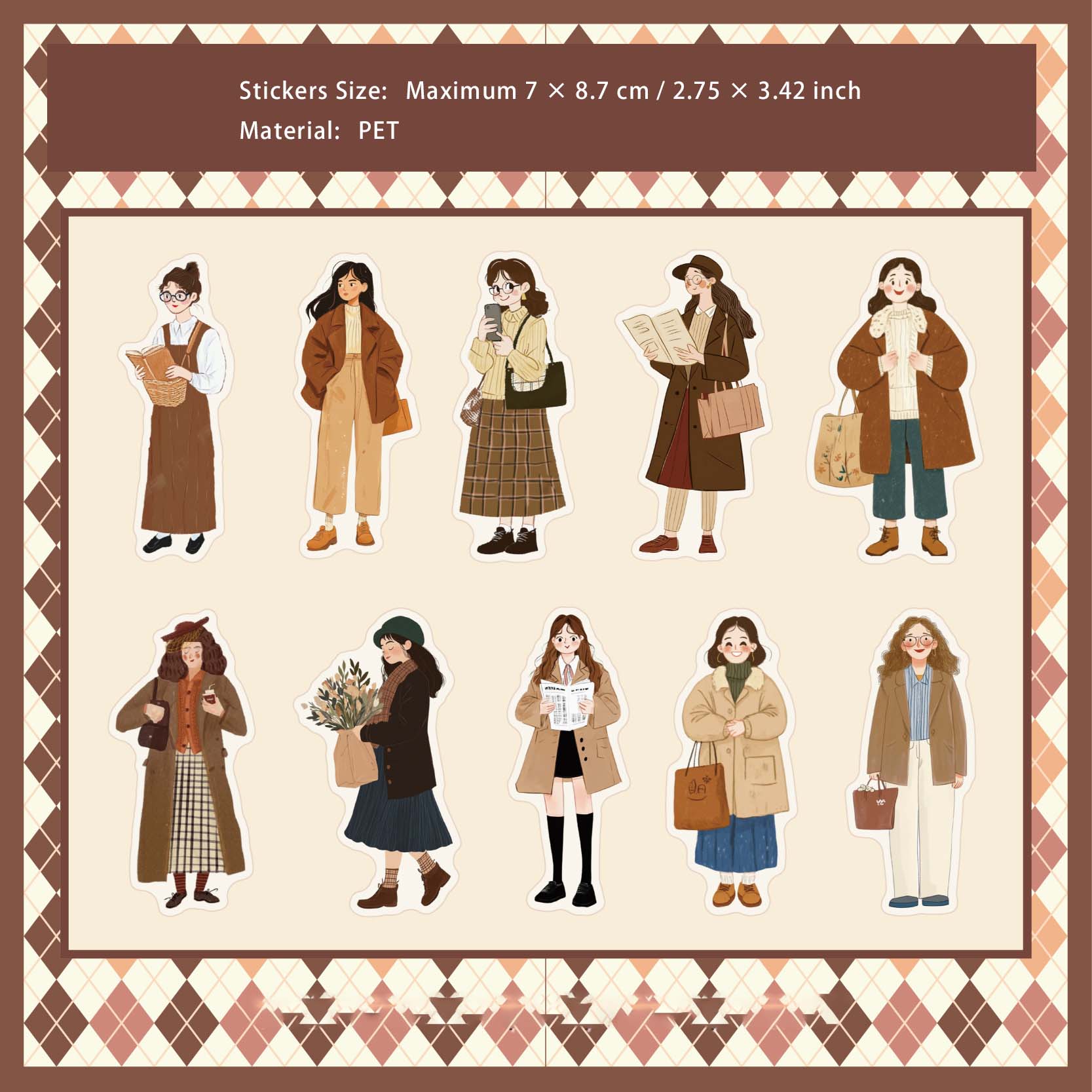 20 Pcs Weekend Girl PET Stickers BRXL