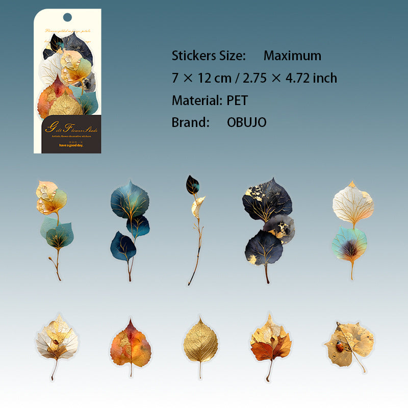 10 Pcs Vintage Flower PET Stickers LJHY