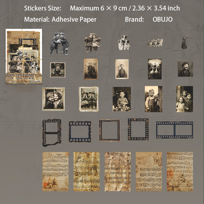 50 Pcs Old Memory Themed Junk Journal Stickers JYLSY