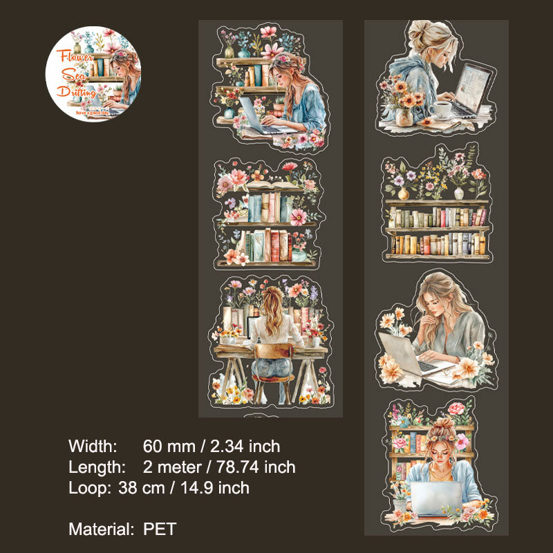 1 Roll Sea of Flowers PET Stickers Tape HHYL