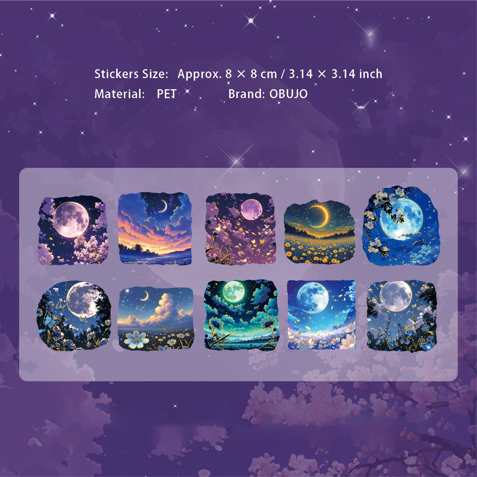 10 Pcs Gold Foil Galaxy PET Stickers CNXK