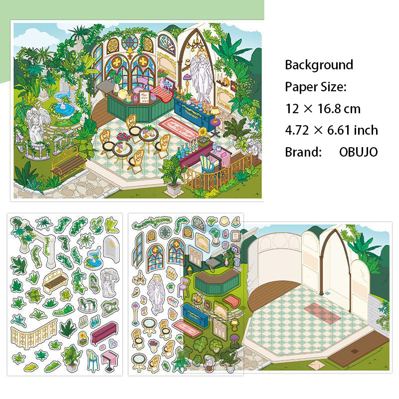 3D Garden Coffe Shop Scene DIY Stikcers Kit JRYYZ28