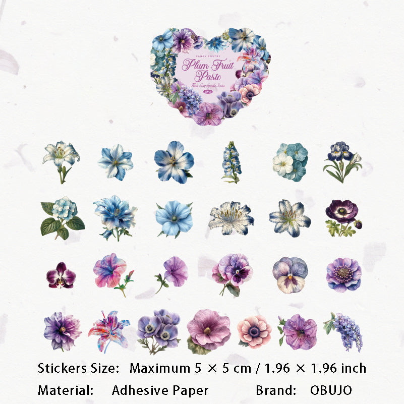 25 Pcs Vintage Flower Stickers HHBKTJ