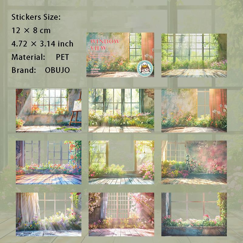 10 Pcs Windows Landscape PET Stickers CWDJS