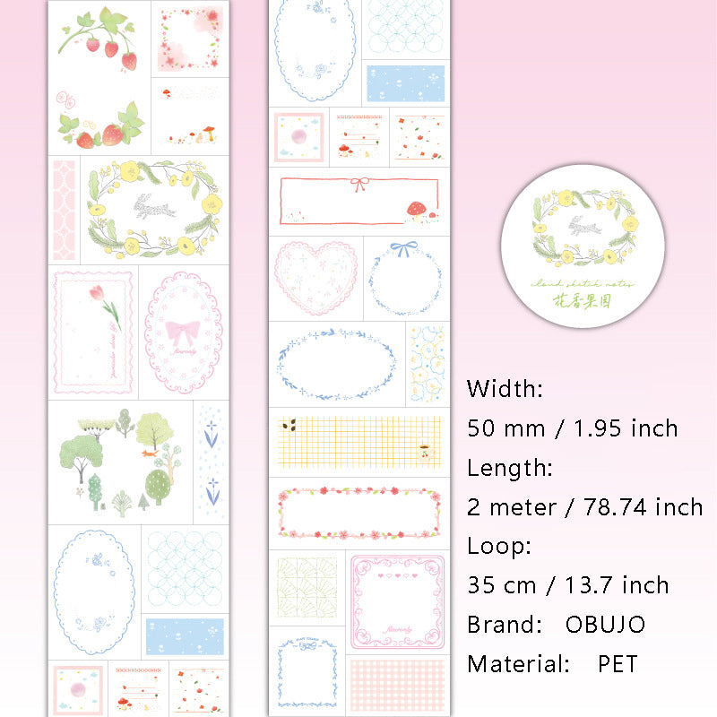 1 Roll Planner Journal Frame PET Stickers Tape HYXJ