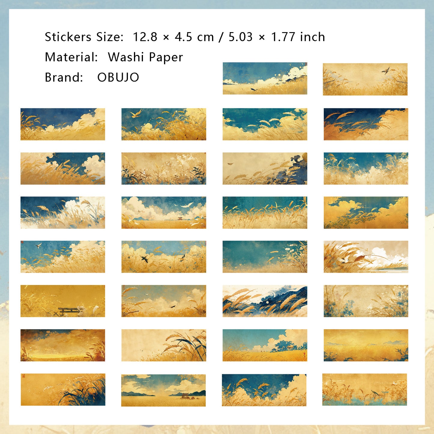 30 Sheets Sunset Landscape Washi Stickers ZRYXJ
