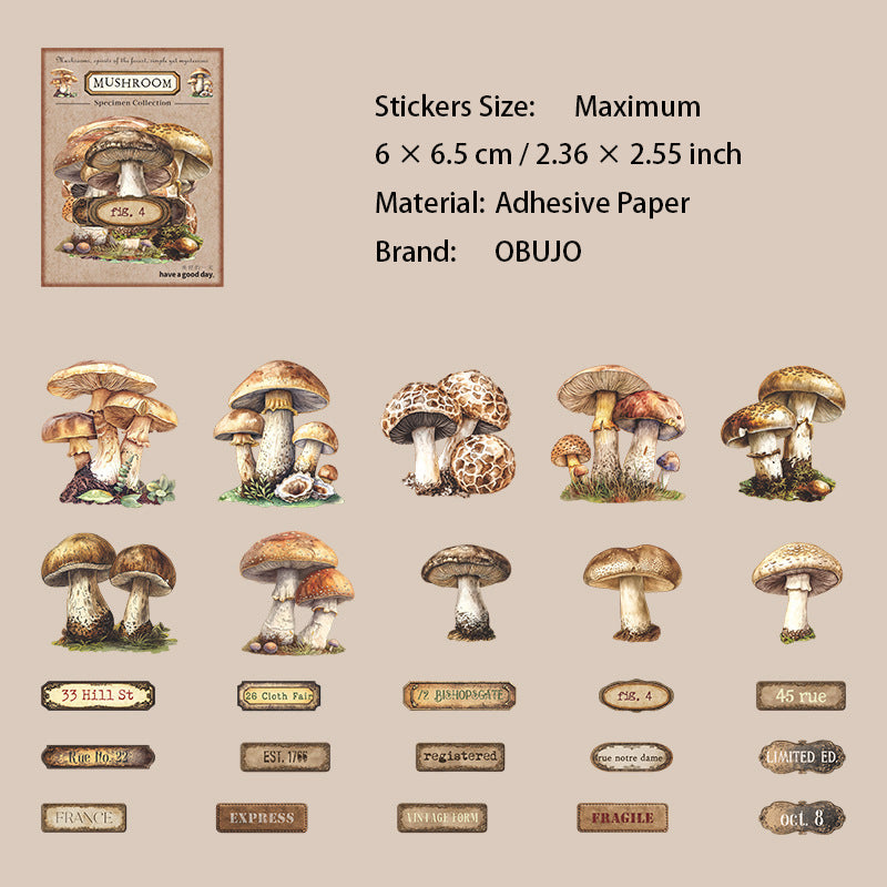 25 Pcs Mushroom Themed Stickers MGBBJ