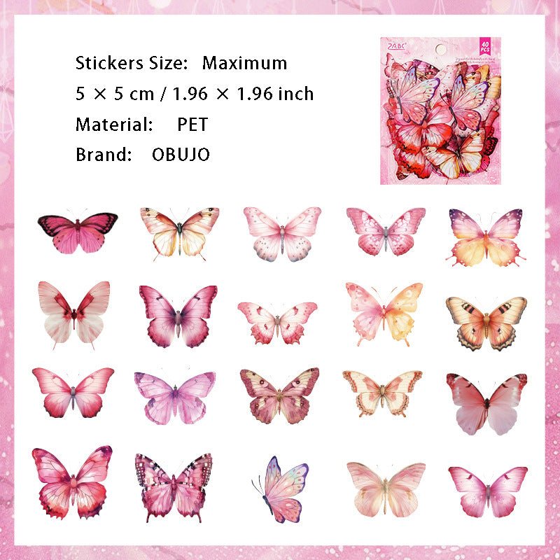 40 Pcs Butterfly PET Stickers CRDX